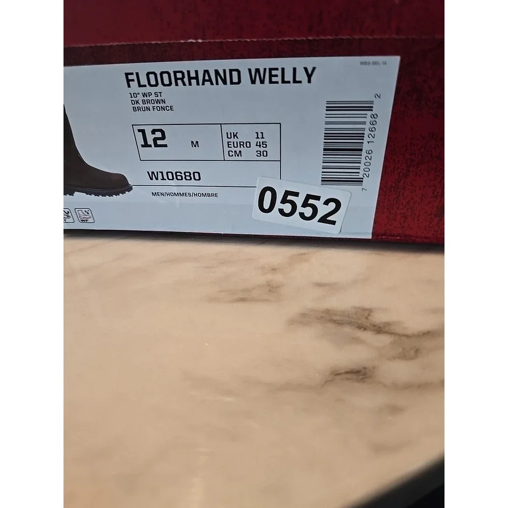 Wolverine‎ Mens Dark Brown Leather Floorhand Welly Work Boots Size 12